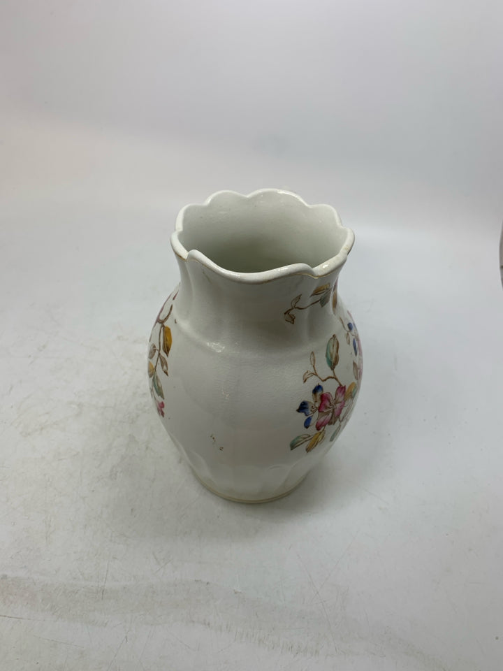 VTG HENRY ALCOCK BROWN STEM W/ BLUE & PINK FLOWERS GOLD DETAILS PITCHER.