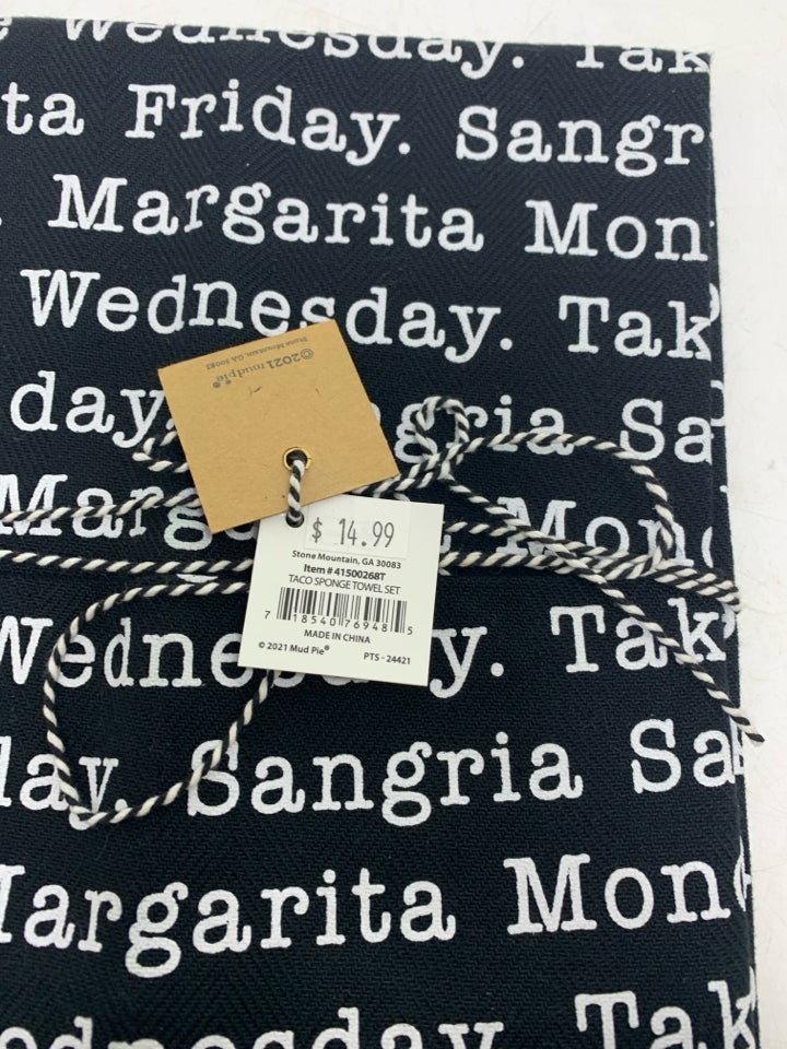 NWT DAYS OF THE WEEK W/ ALCOHOL NAMES KITCHEN TOWEL.