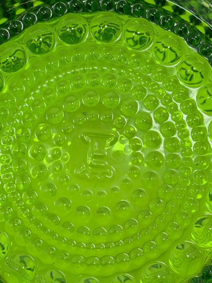 4 SHORT TEXTURED GREEN TUMBLERS.