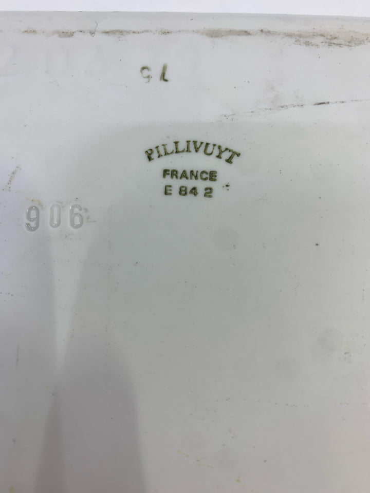 VTG FRANCE PORCELAIN BAKER W/VEG MOTIF.