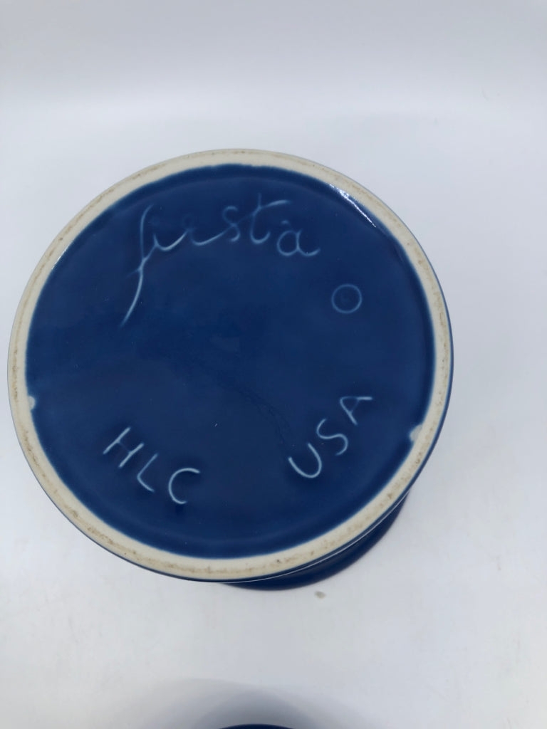DARK BLUE FIESTA WARE CANISTER.