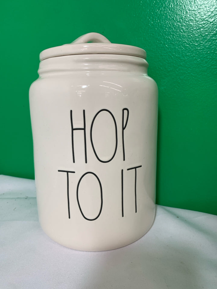 RAE DUNN HOP ON IT CANISTER.