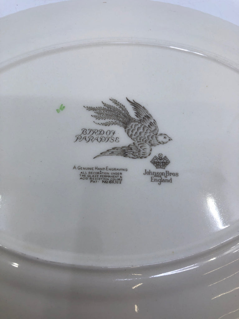 VTG OVAL PLATTER- FRUIT, FLOWERS, BIRDS OF PARADISE CENTERPIECE.