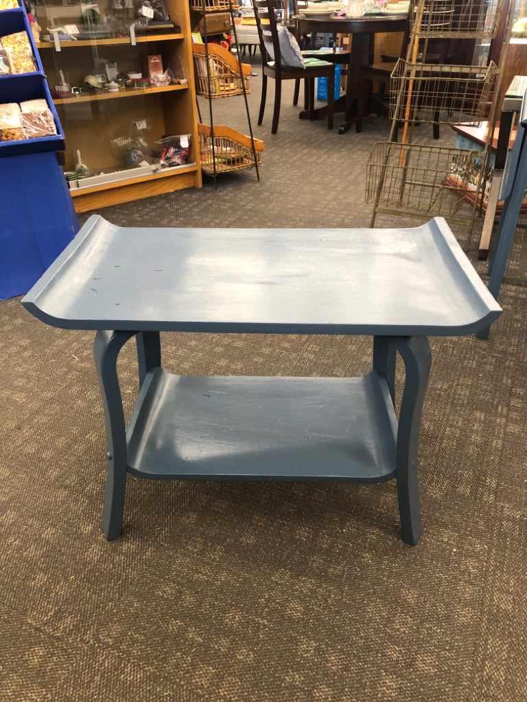 CURVED-TOP 2-TIER COFFEE TABLE BLUE.