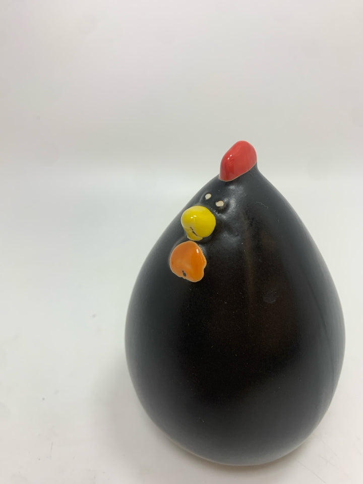 BLACK CERAMIC CHICKEN.