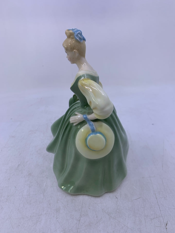 VTG FAIR LADY WOMAN IN GREEN DRESS BLONDE HAIR.