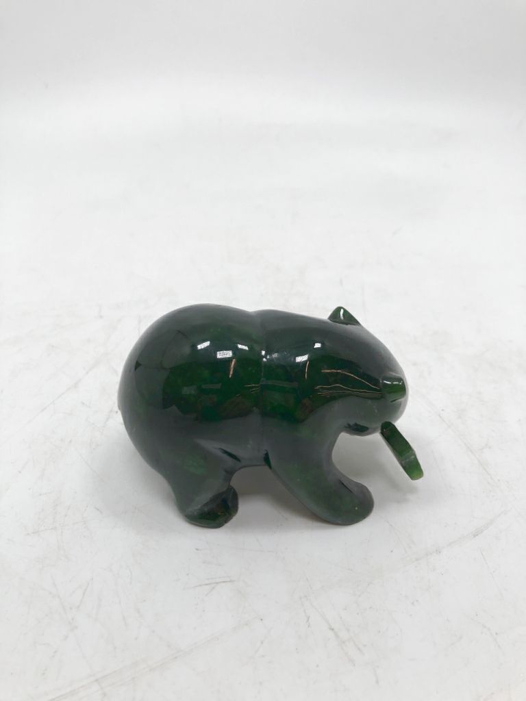 GREEN STONE BEAR W/FISH.