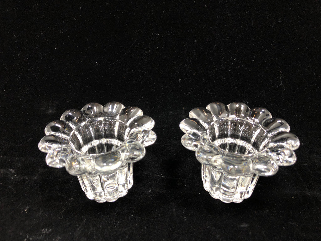 2 ITALIAN GLASS FLOWER SHAPED VOTIVE HOLDERS.