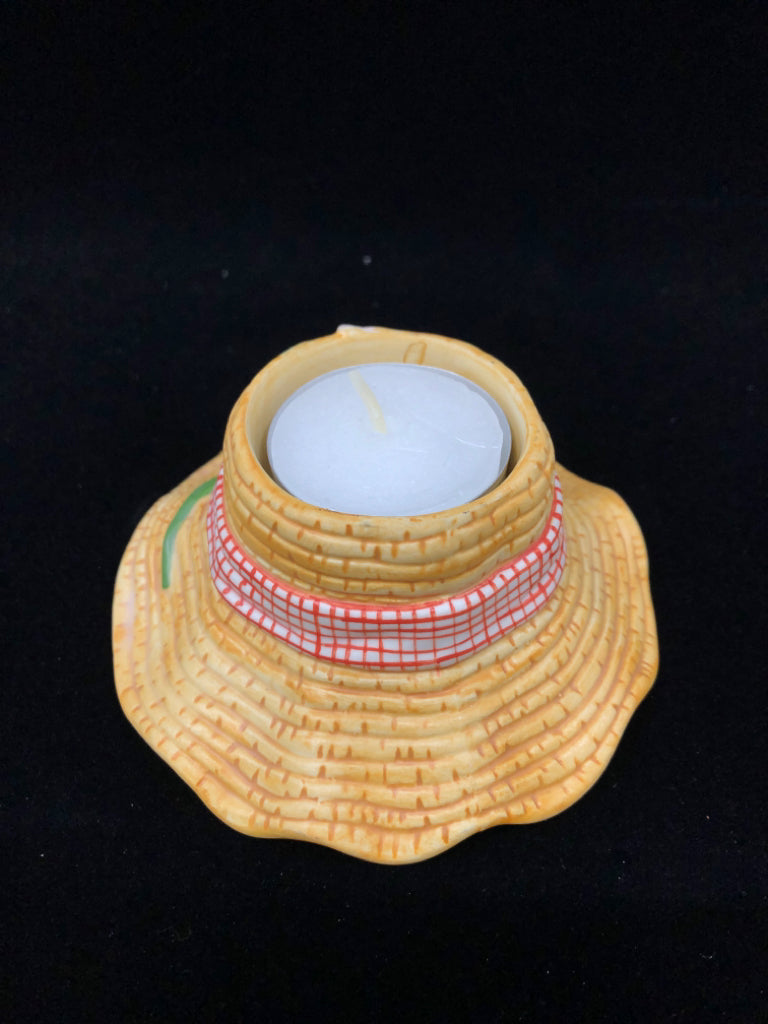 GARDEN HAT TEA LIGHT DECOR.