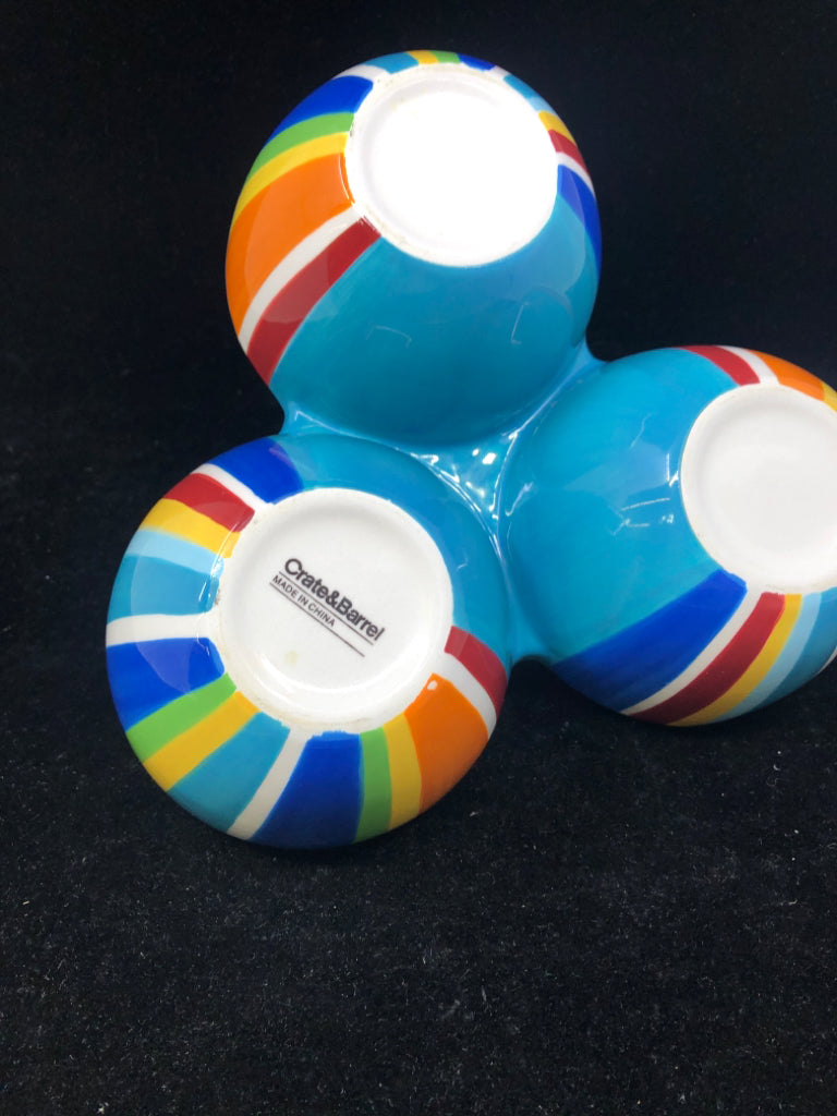 COLORFUL STRIPED 3 SECTION SERVER W HANDLE.