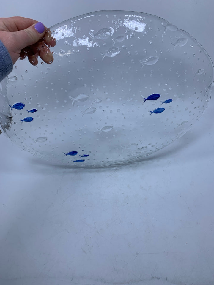BLUE FISH OVAL PLATTER.