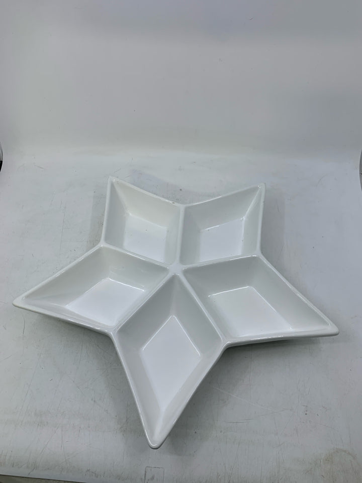 WHITE STAR SHAPED DIVIDED SERVING DISH.