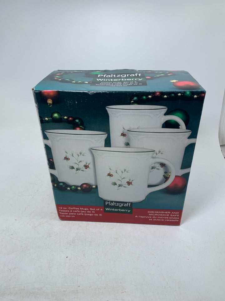 4 PFALTZGRAFF WINTERBERRY MUGS.