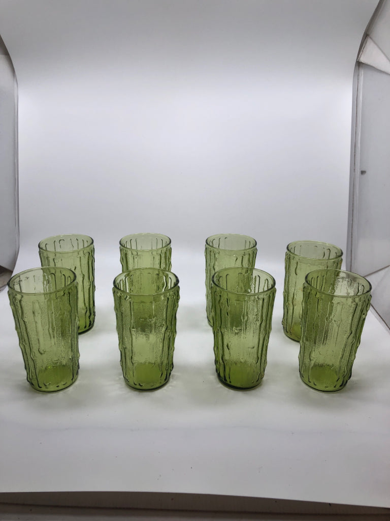 8 BAMBOO GREEN GLASS.