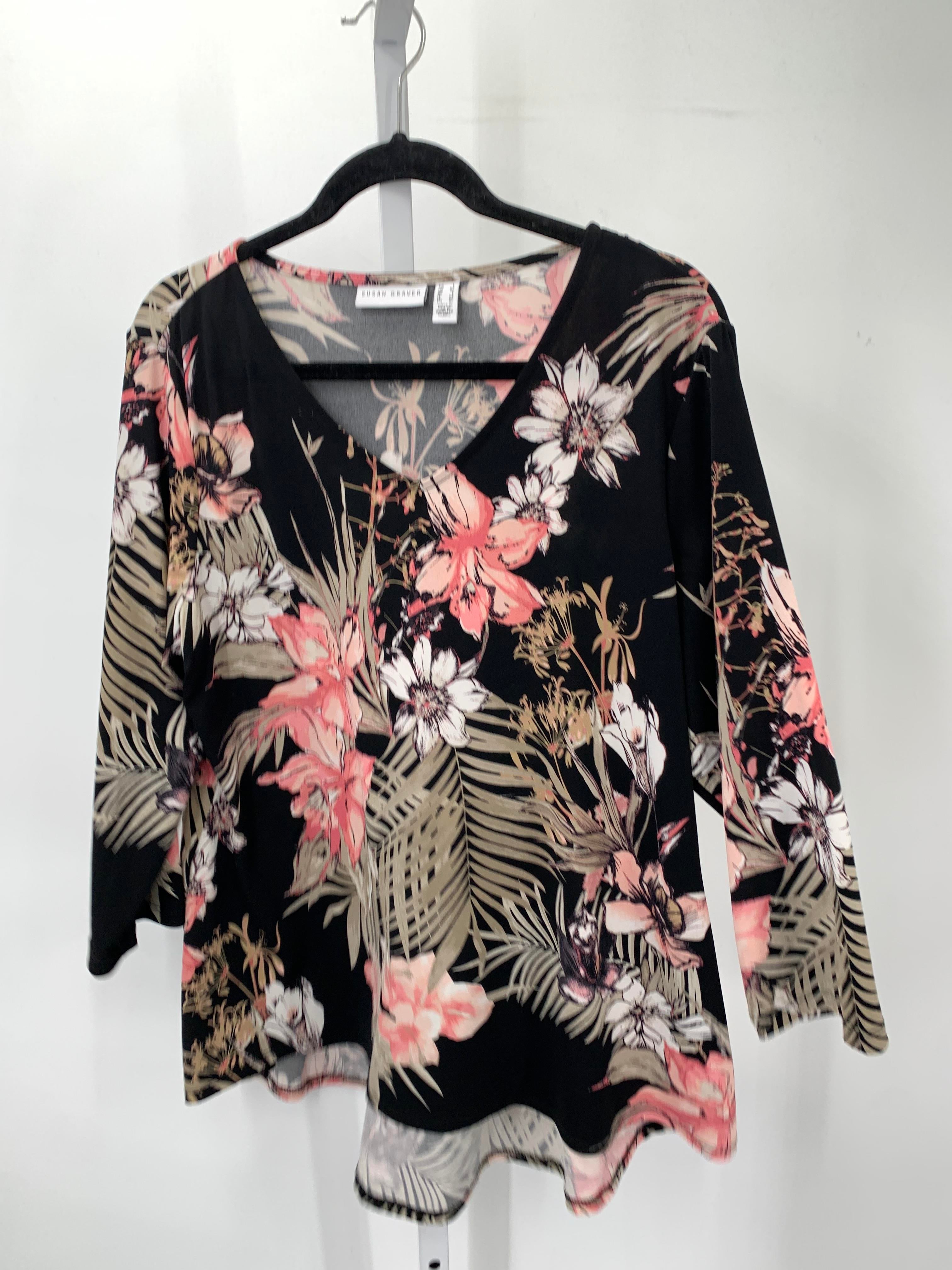 Susan Graver Size Large Misses 3/4 Sleeve Shirt