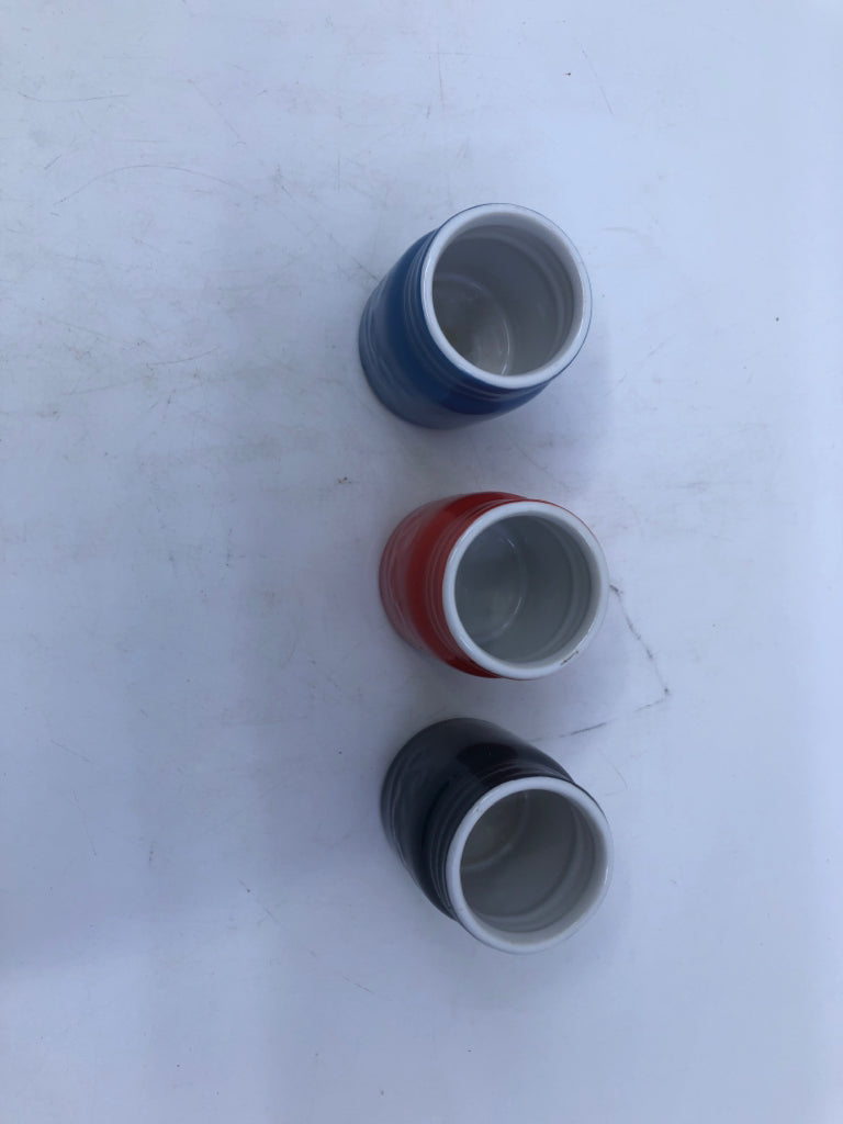 3 MASON JAR SHOT GLASSES.