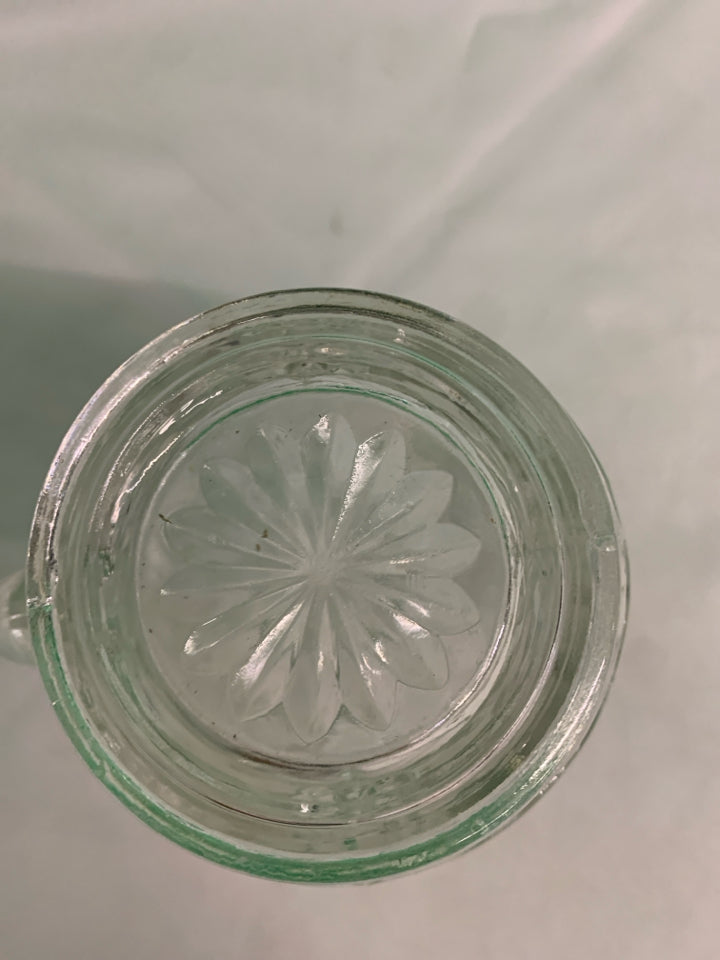 HEAVY CUT GLASS STAR PATTERN PITCHER.