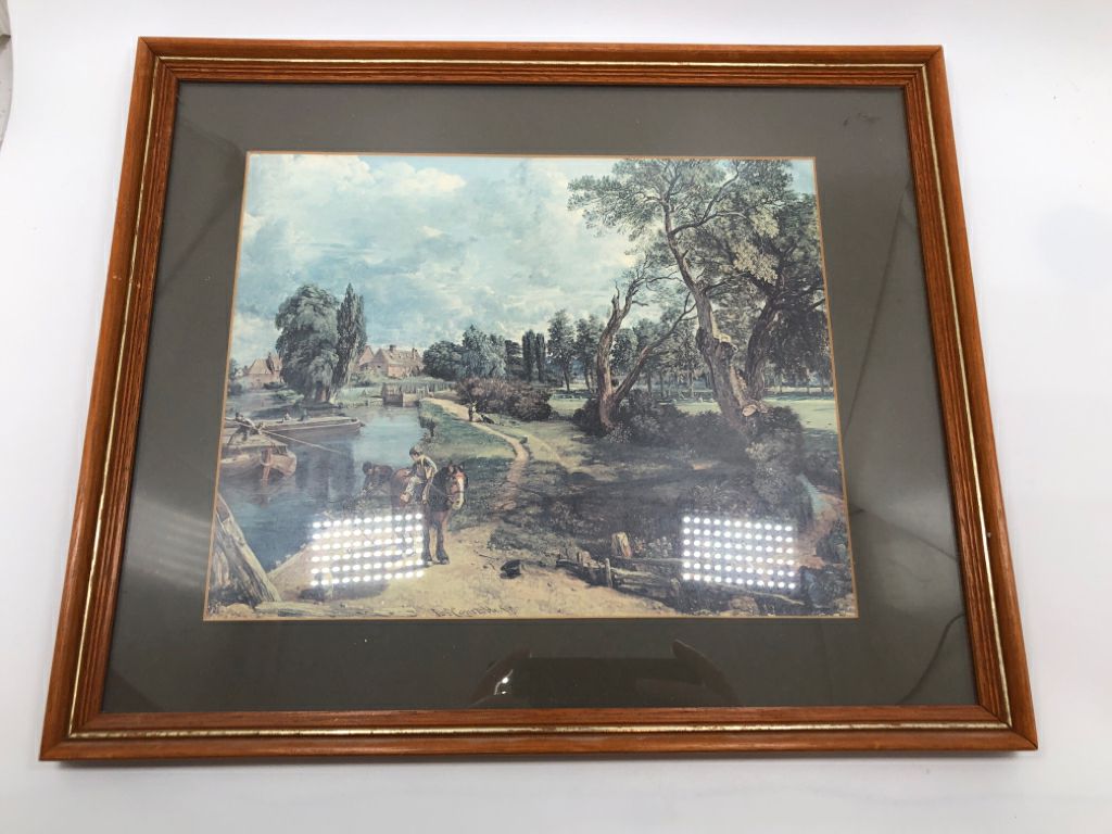 CHILD ON HORSE FRAMED LANDSCAPE.