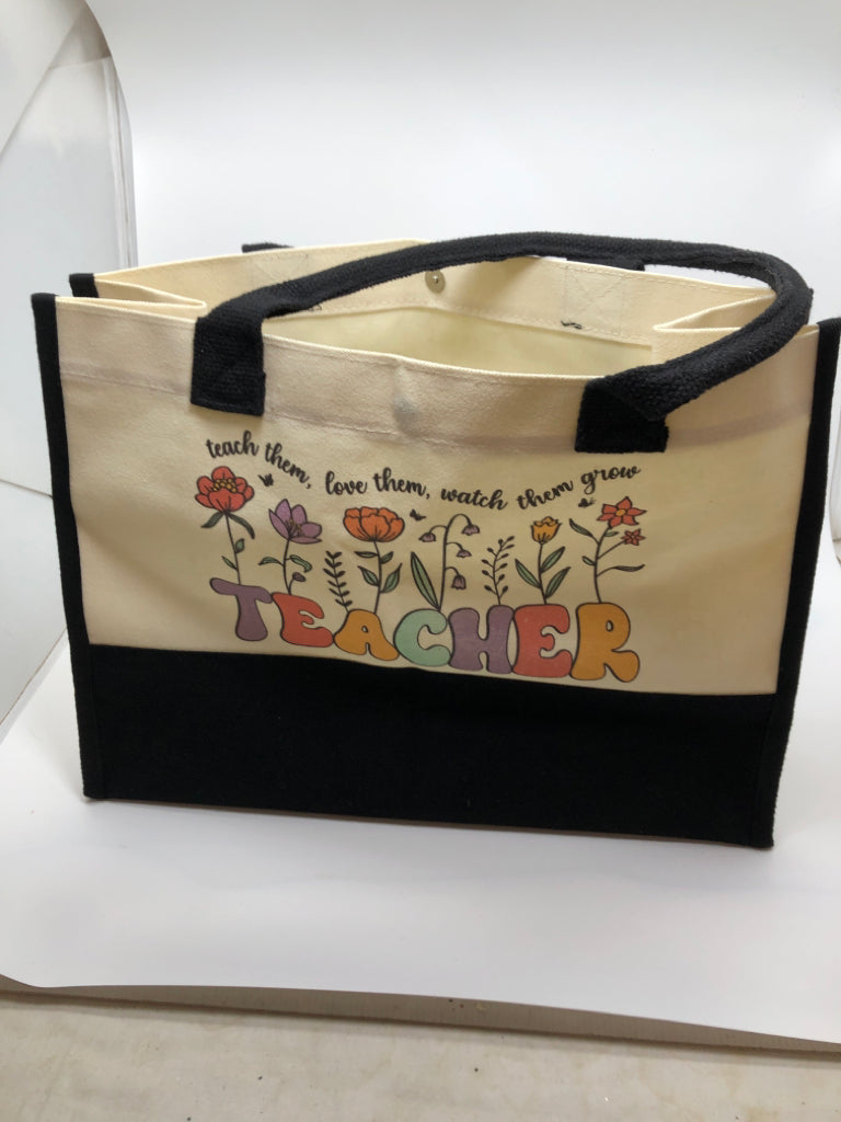 "TEACHER" CANVAS TOTE BAG.