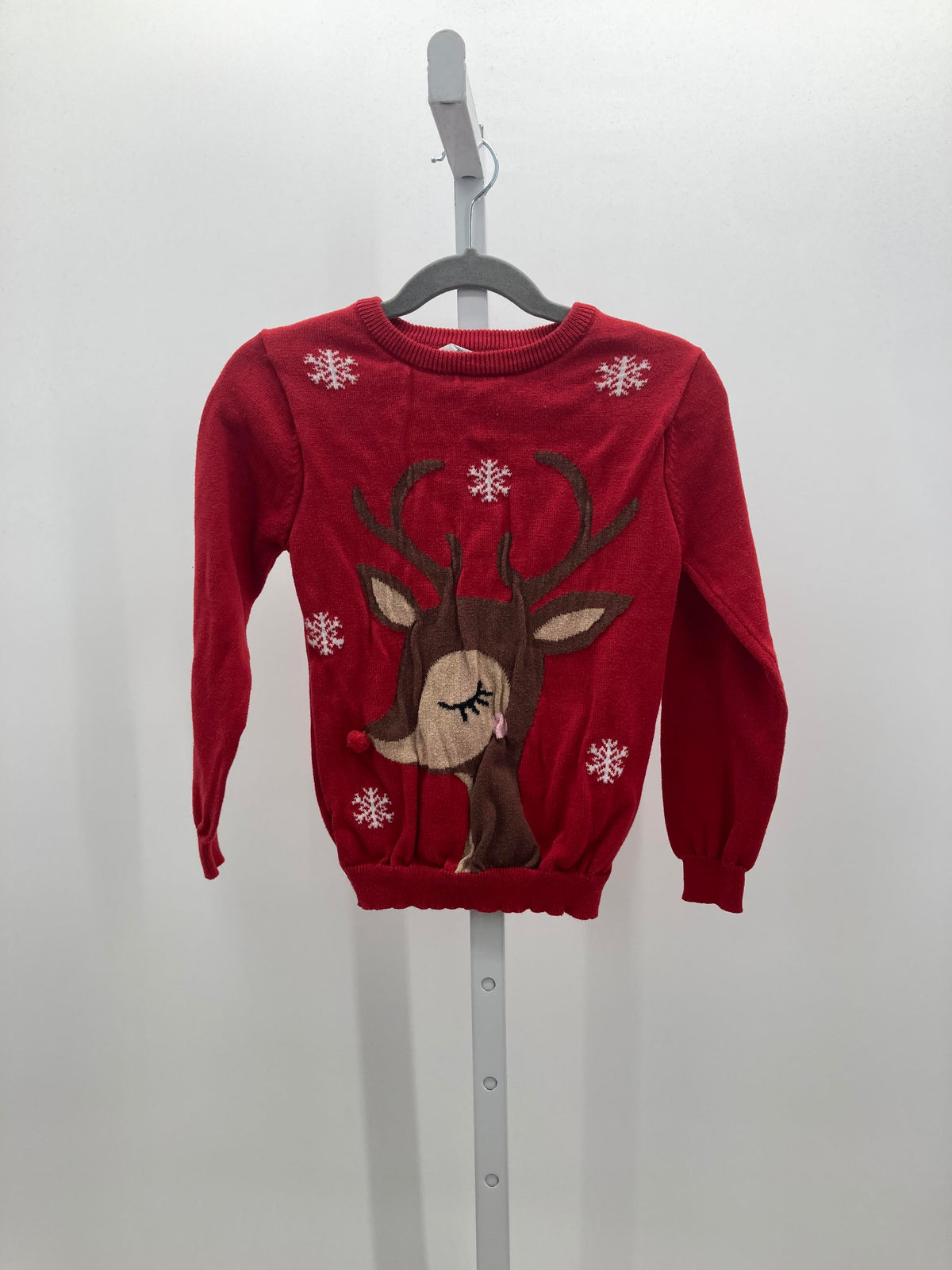 LONG SLV SWEATER REINDEER SNOW FLAKES