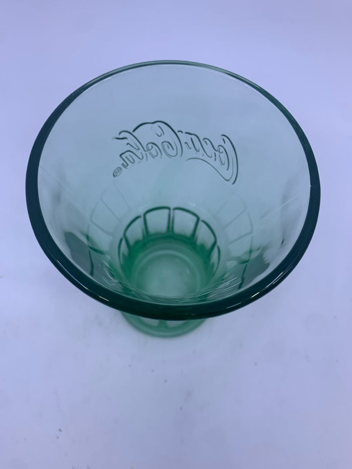 6 GREEN TINT COCA-COLA GLASSES W SLIGHT FLARE.