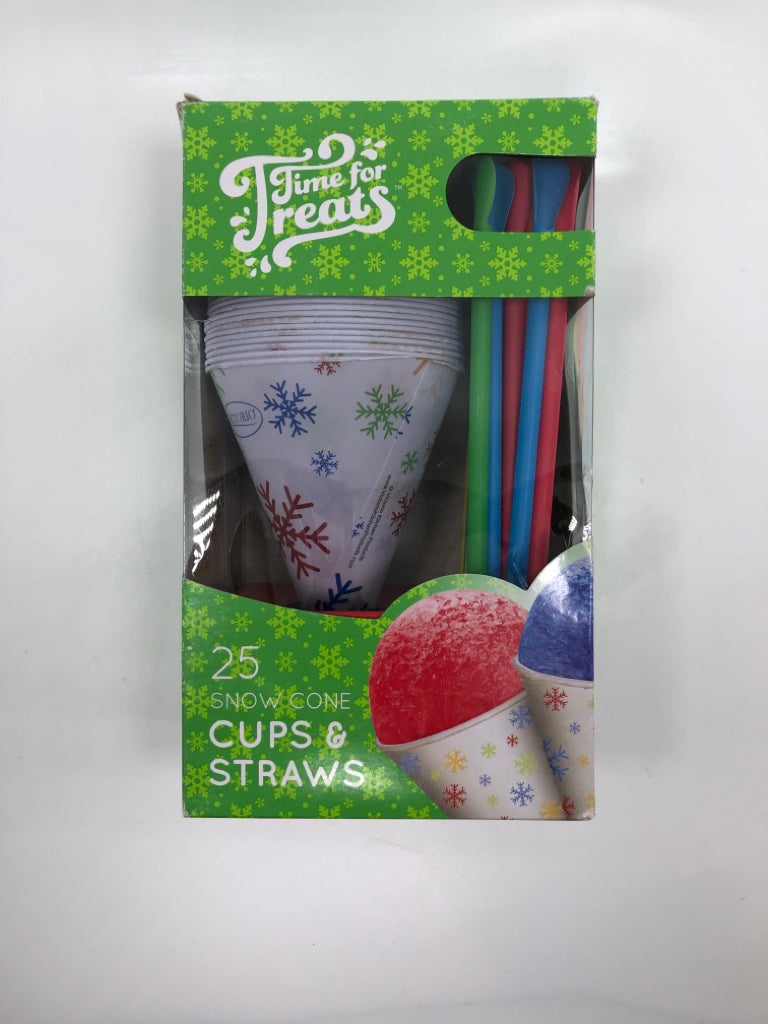 NIB SNOW CONE CUPS/STRAWS.