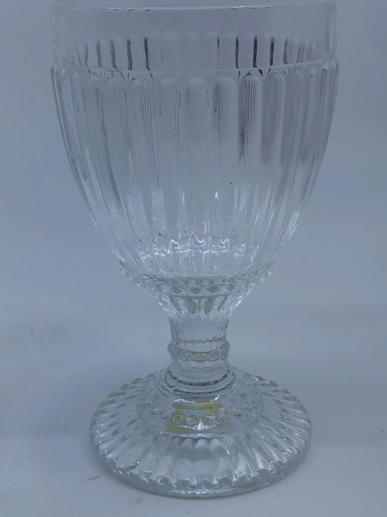 4 RIBBED FOOTED DESSERT GLASSES.