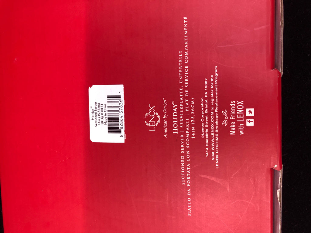 NIB HOLIDAY LENOX SECTIONED SERVER.