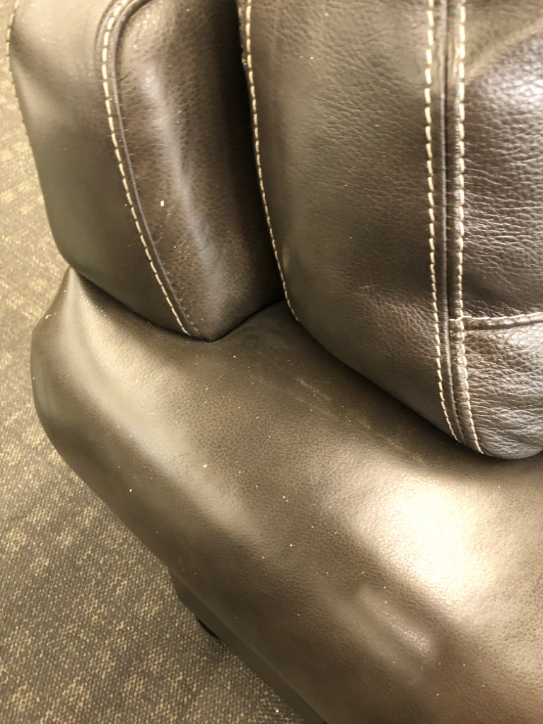 LEATHER LOUNGE CHAIR + OTTOMAN.