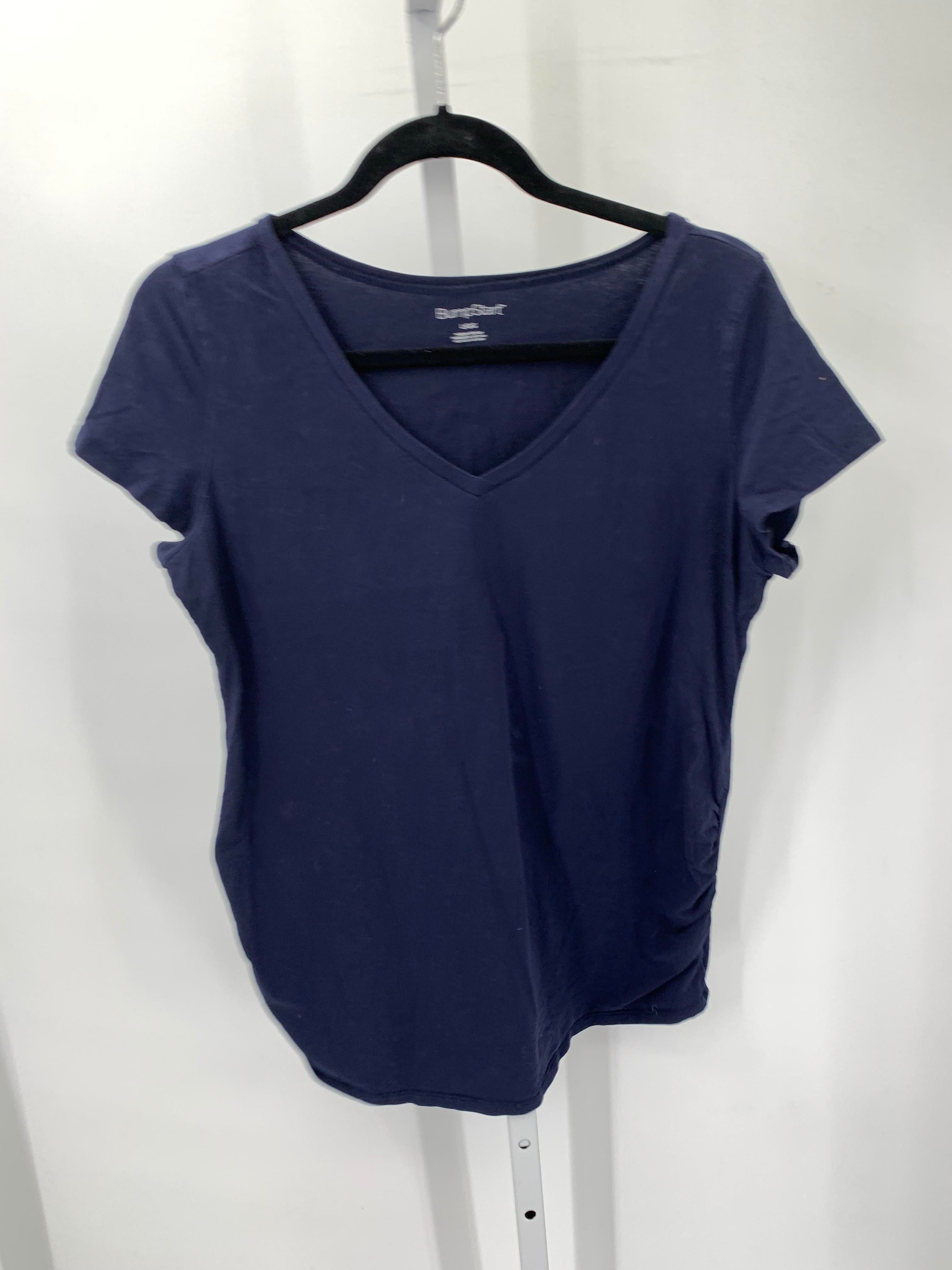 Navy Size Large Maternity Short Sleeve Shirt