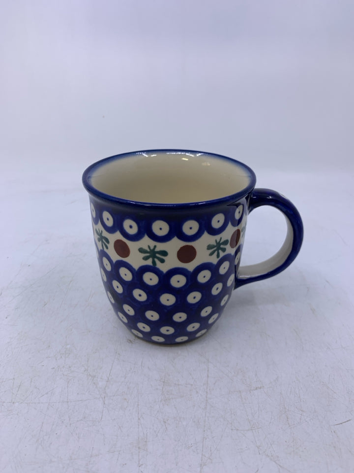 COBALT BLUE CIRCLES W/ RED/GREEN DETAIL.