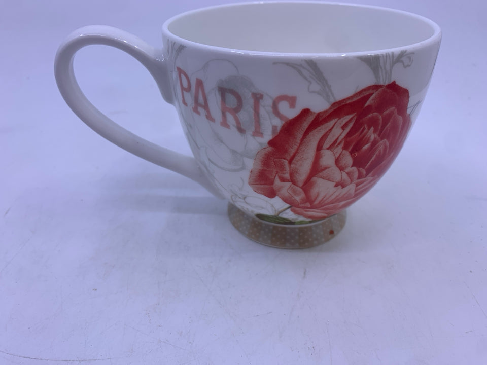 PEACH FLORAL W SCRIPT MUG.