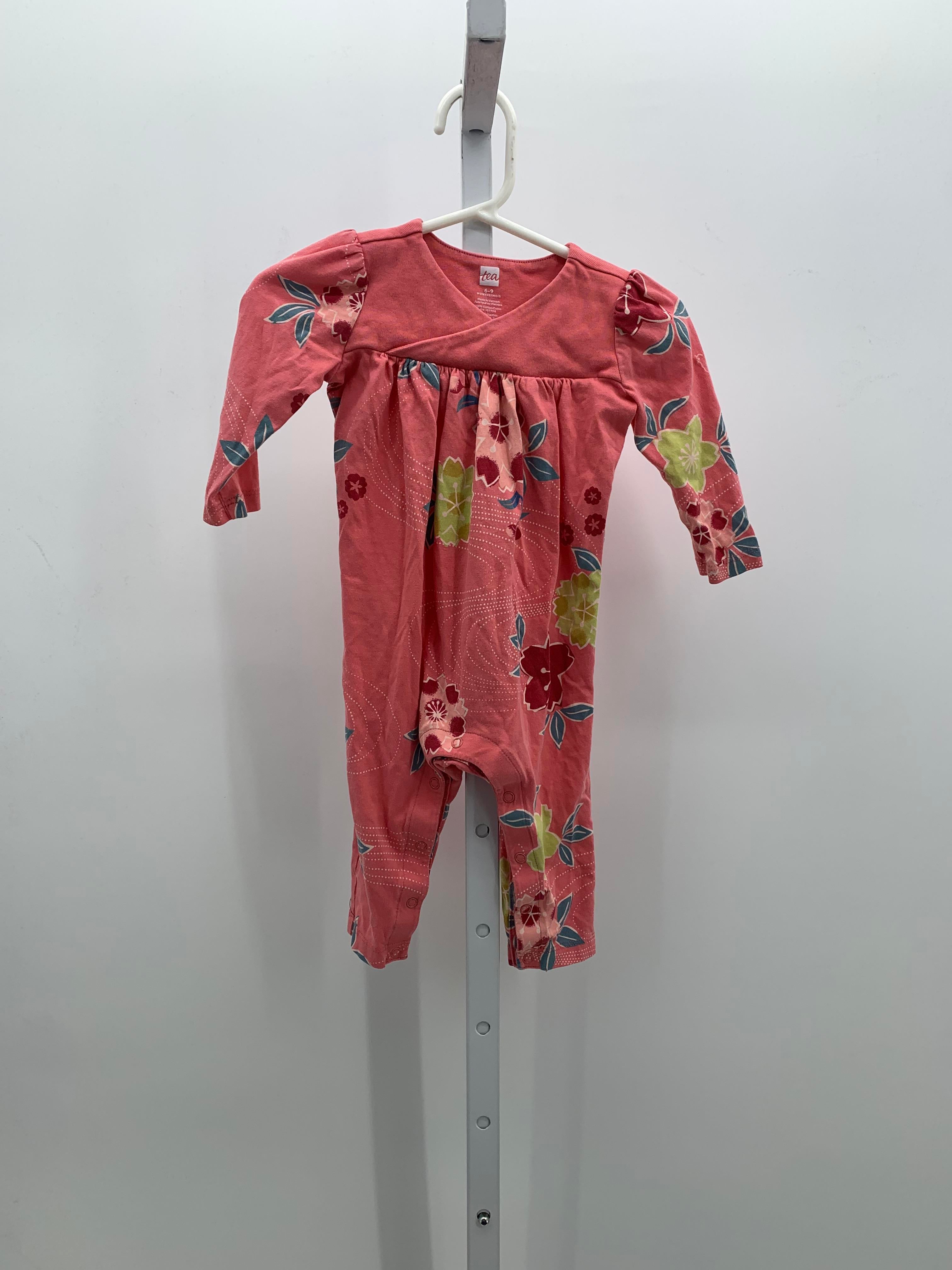 Tea Size 6-9 mon Girls Long Slv. Romper
