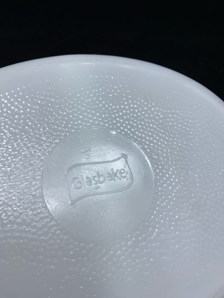 VTG MILK GLASS DIVIDED CASSEROLE DISH.