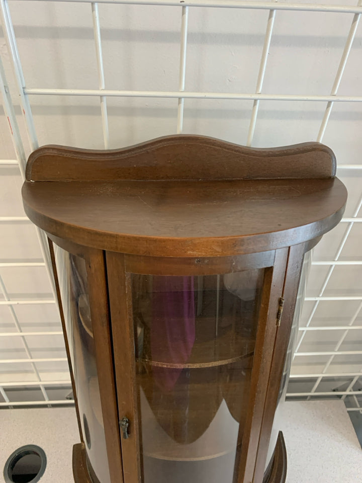 3-SHELF MINI GLASS CURIO CABINET.