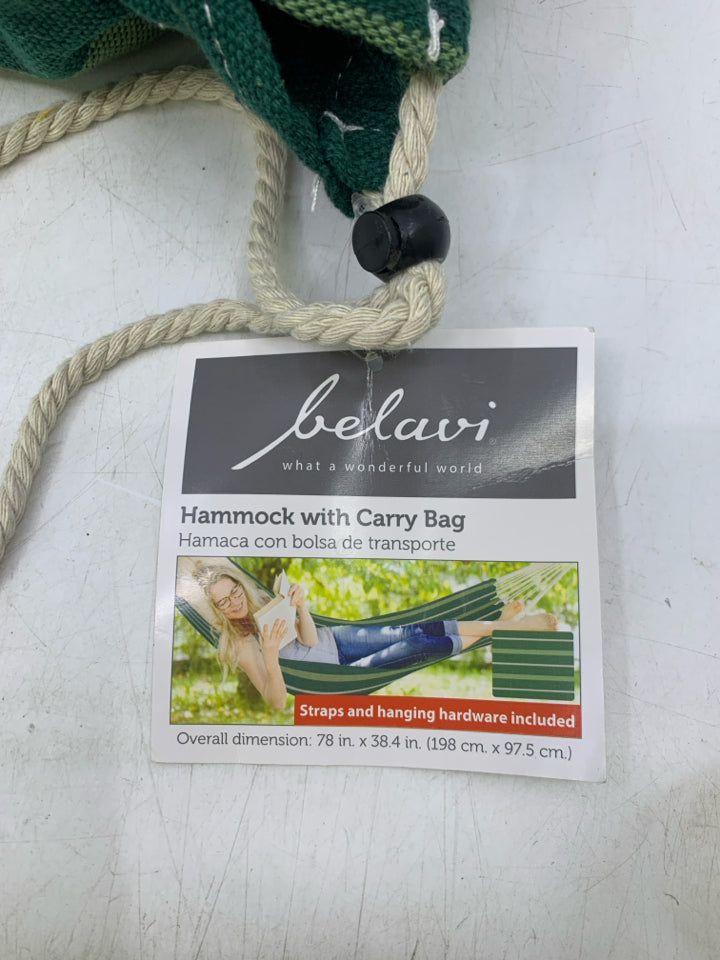 NIP GREEN HAMMOCK W/ CARRYING BAG.