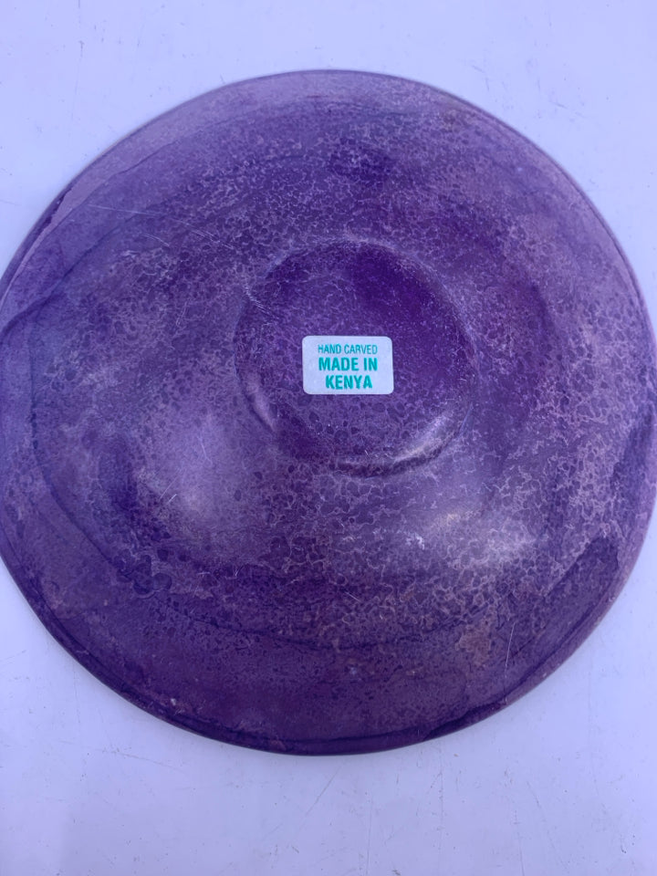 COLORFUL ZEBRA STONE CARVED TRINKET DISH.