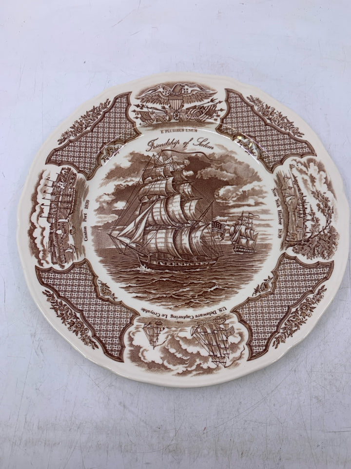 FAIR WINDS THE FRIENDSHIP OF SALAM BROWN DINNER PLATE.