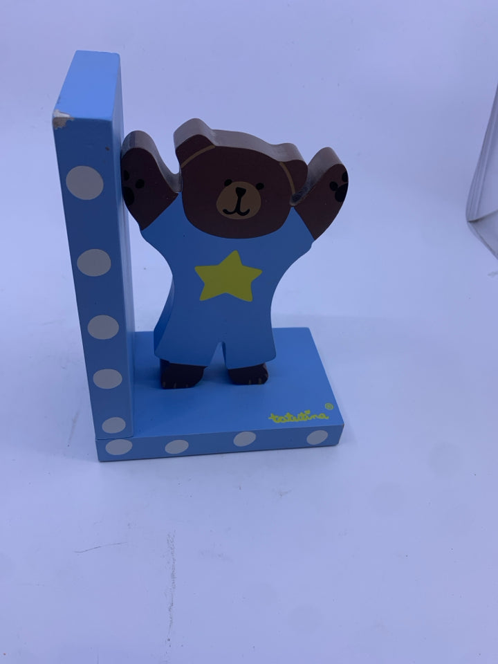 2PC BLUE TEDDY BEAR BOOKENDS- TATUTINA.