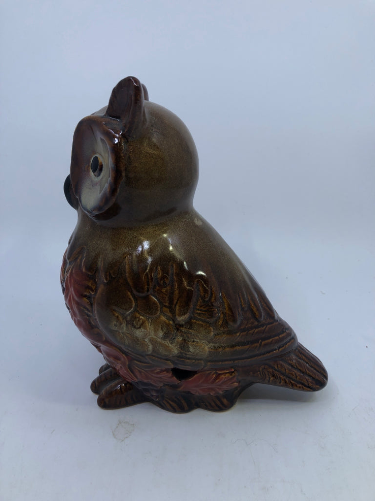 BROWN CERAMIC OWL.