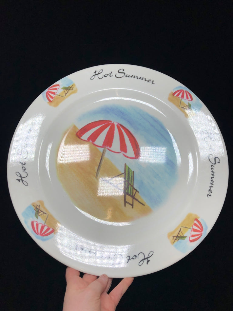 TRISA "HOT SUMMER" BEACH UMBRELLA MELAMINE PLATTER.