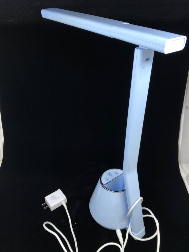 LIGHT BLUE ADJUSTABLE TOUCH DESK LAMP.