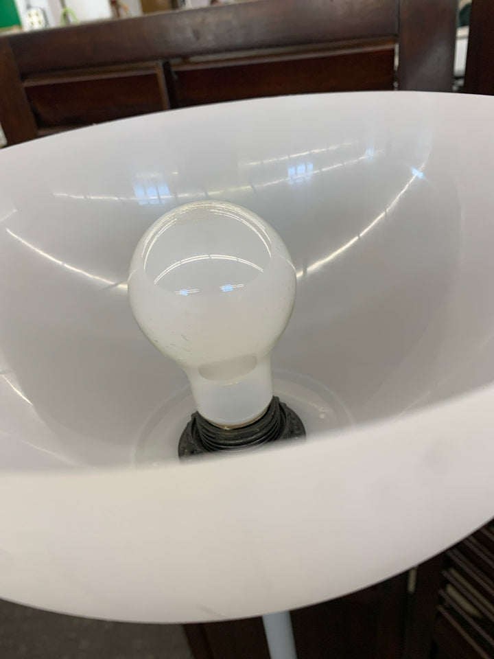 TALL SILVER FLOOR LAMP WHITE GLOBE.