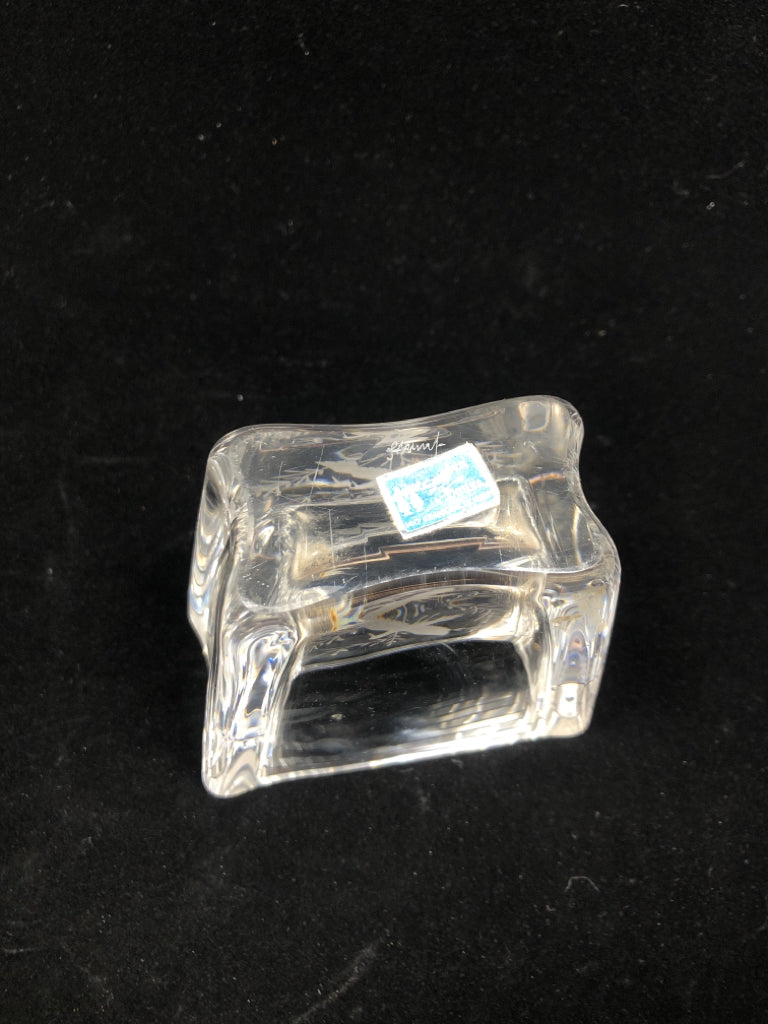 VTG SWEDISH GLASS VASE ETCHED BIRD.