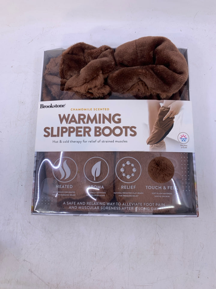 NIB BROWN WARMING SLIPPERS.
