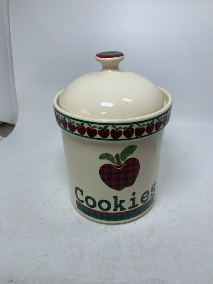 PLAID APPLES "COOKIES" CANISTER.