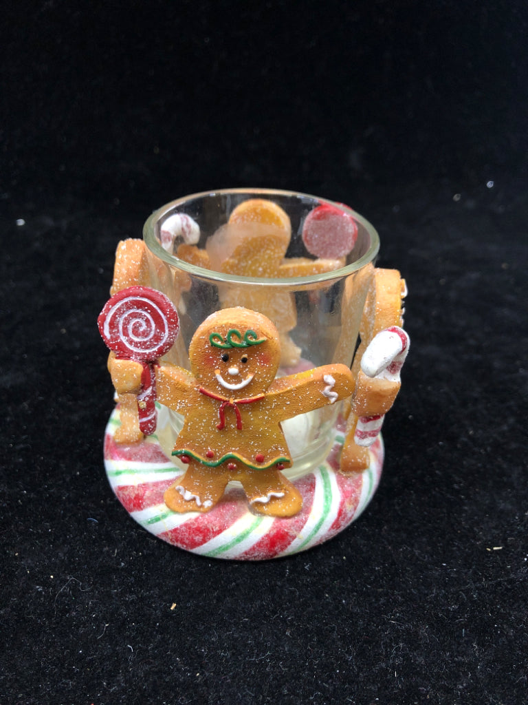 GINGERBREAD VOTIVE HOLDER.