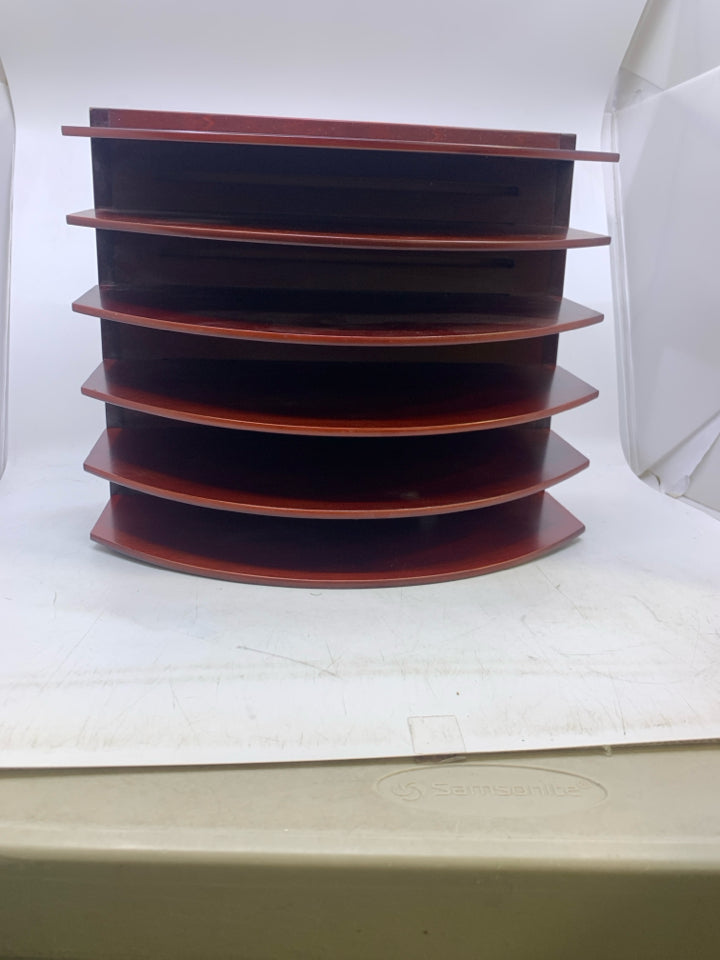 CHERRY WOOD 5 SLOT ROUNDED MAIL FILE.
