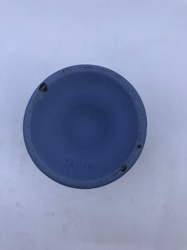 MATTE BLUE EMBOSSED GIRL URN/VASE- JAPAN.