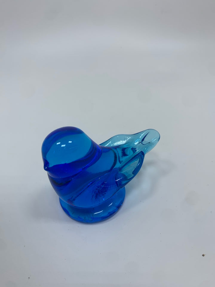 VTG GLASS BLUE BIRD FIGURINE.